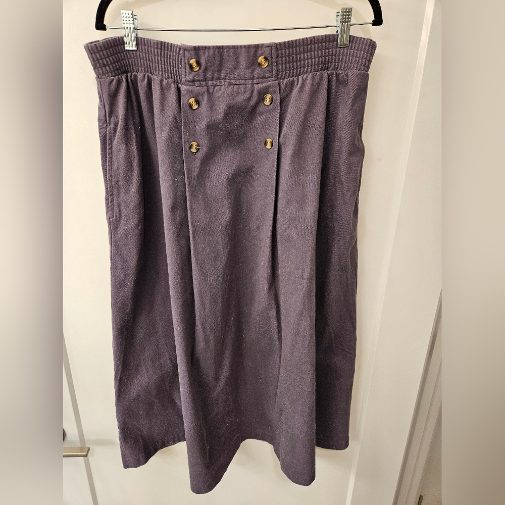Vintage - "Intentions" Brushed Cotton Lavender Full Skirt - Size M